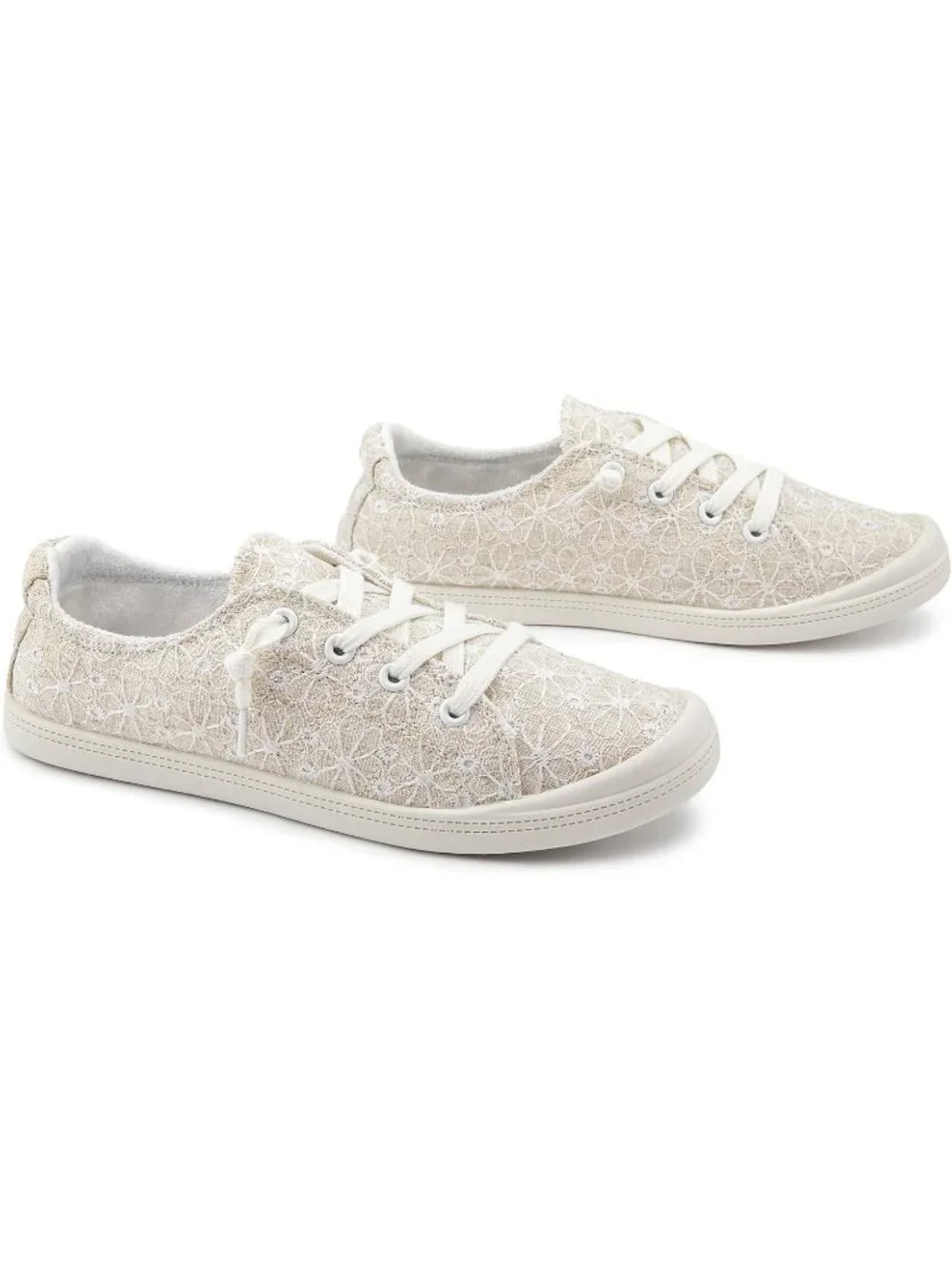 Womens Beige Canvas Slipon Canvas Sneaker Low Top Walking Shoes Fashion Sneakers